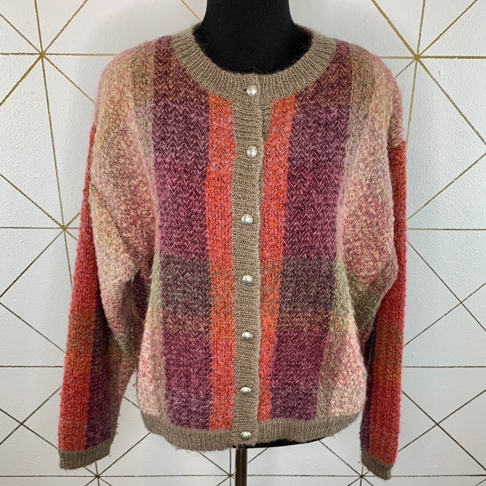 Wool Cozy Chunky Knit Pastel Striped Cardigan